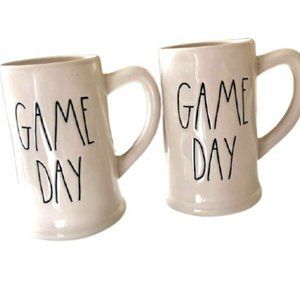 Set/2 Rae Dunn "Game Day" Beer Steins 5.5" Tall
